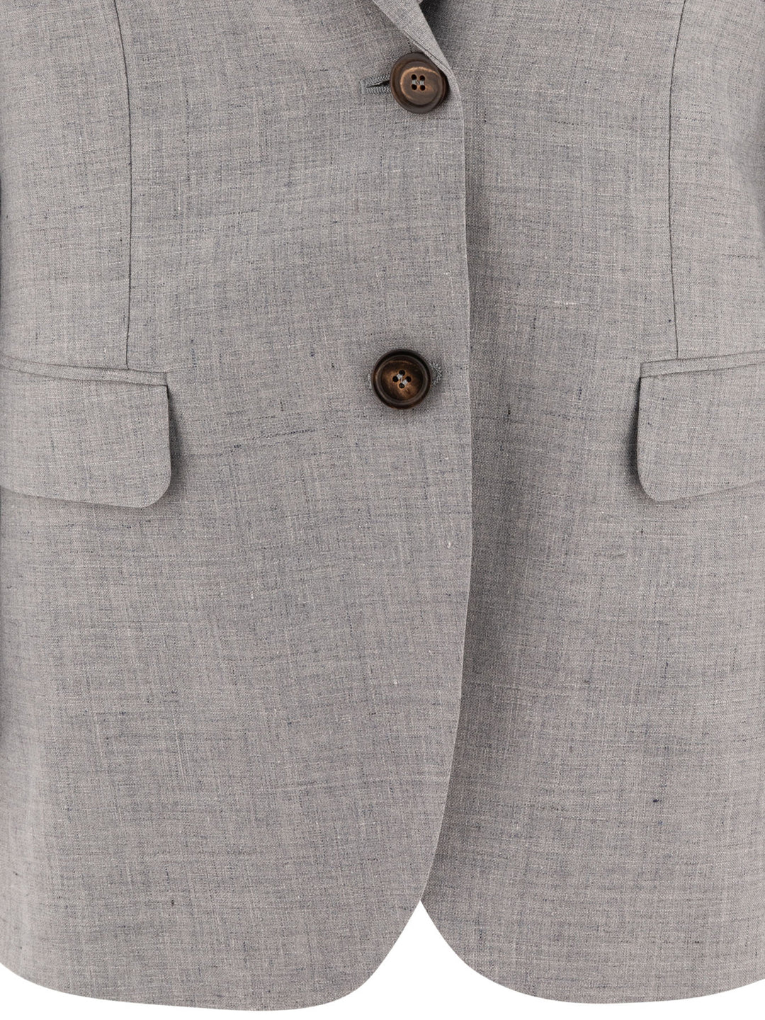 Linen And Wool Canvas Blazer With Monili Jackets Grey