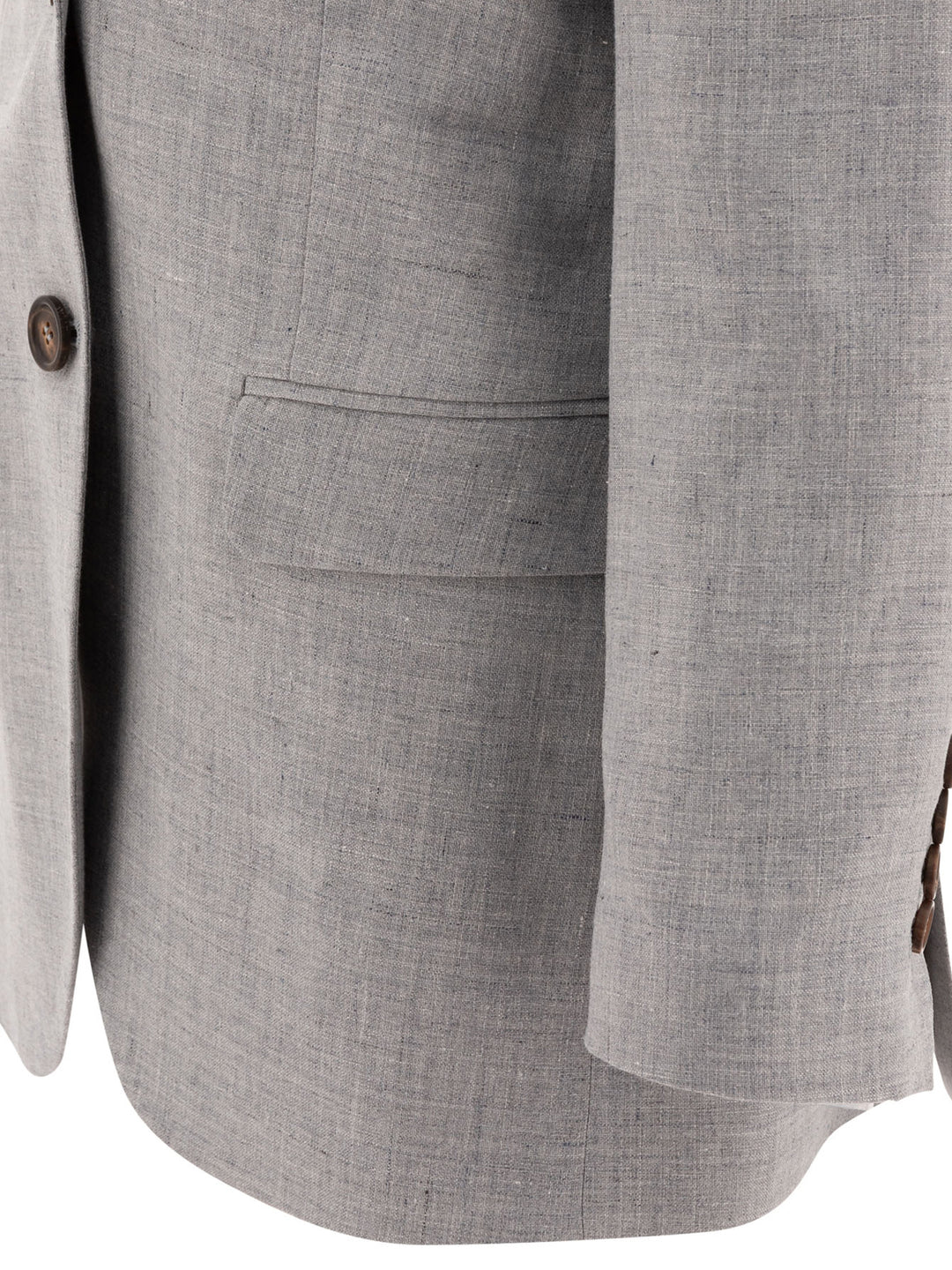 Linen And Wool Canvas Blazer With Monili Jackets Grey