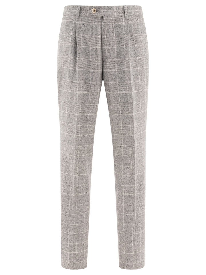 Prince Of Wales Tailored Trousers Grey