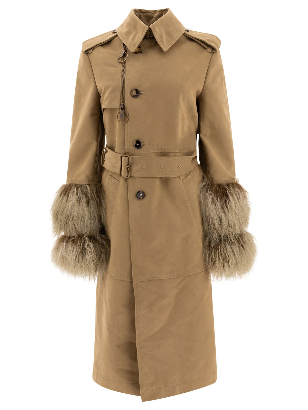 Trenchcoat With Cuff Details Coats Beige