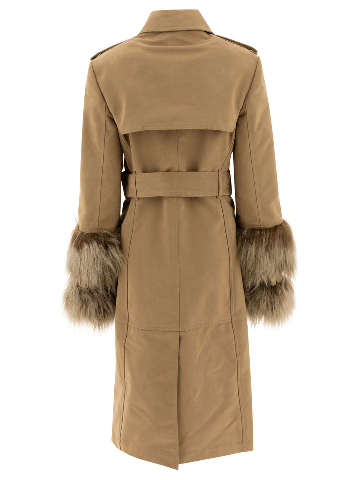 Trenchcoat With Cuff Details Coats Beige