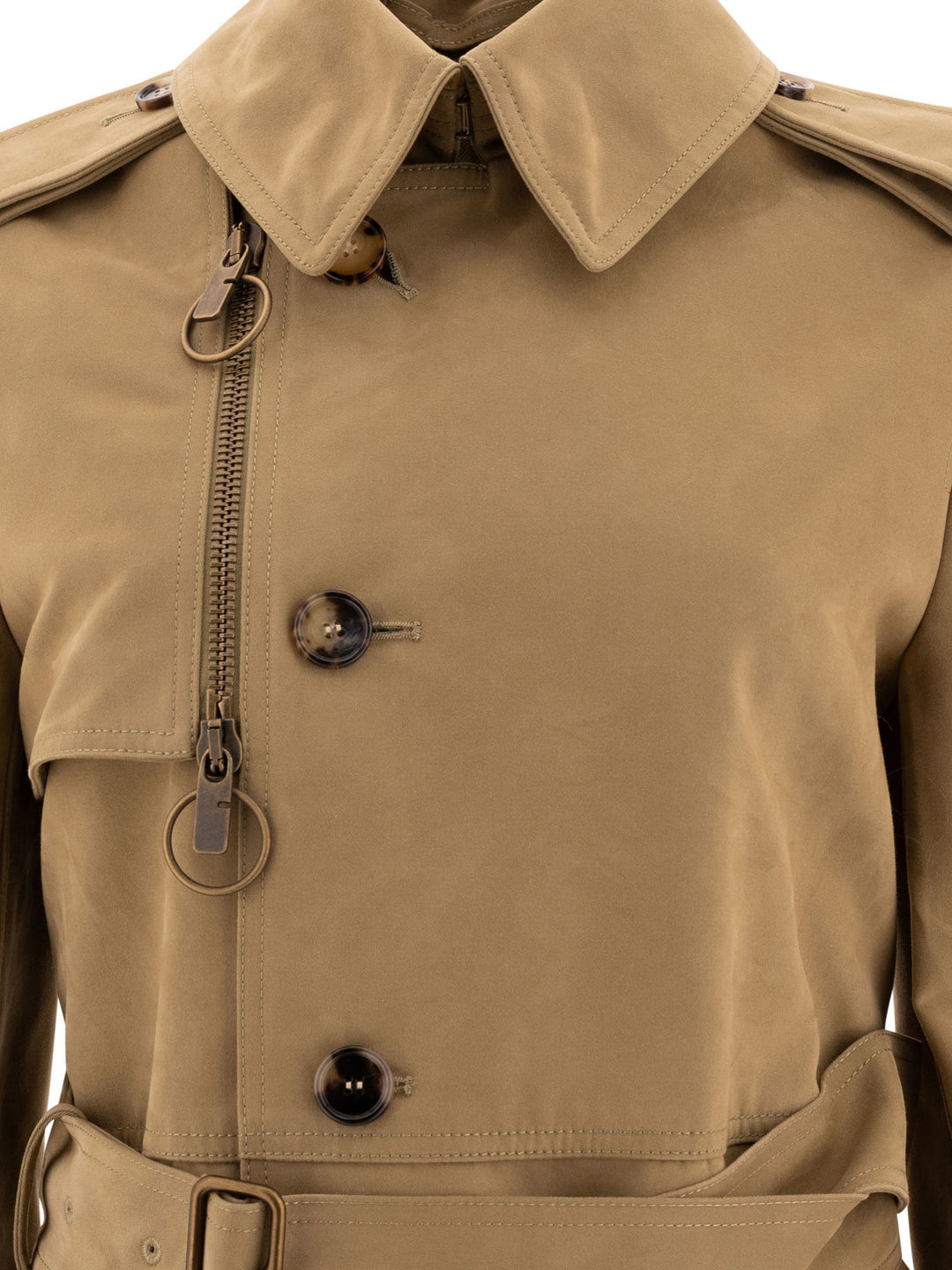 Trenchcoat With Cuff Details Coats Beige