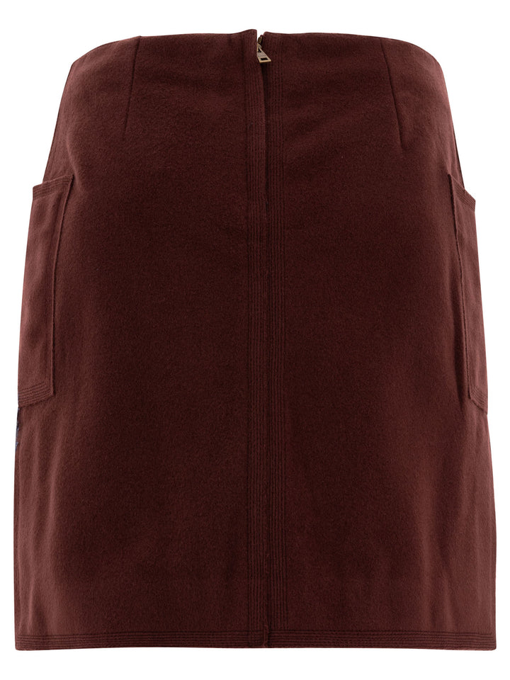 Mini Skirt With Metallic Print Skirts Bordeaux