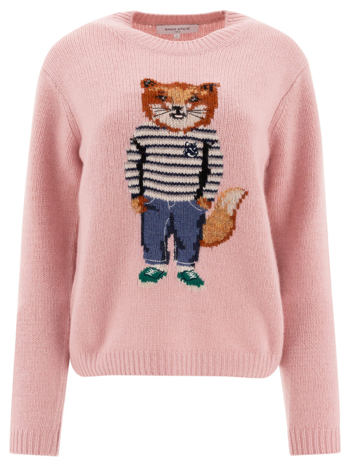 Intarsia Fox Knitwear Pink