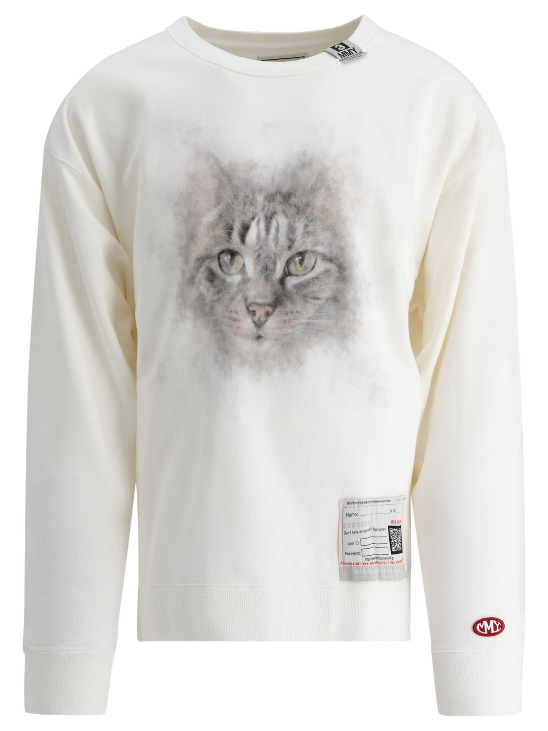 Cat Printed Sweatshirt Sweatshirts White