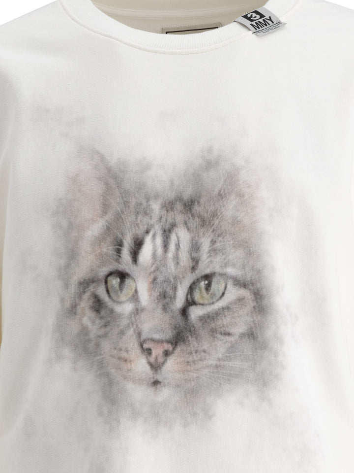 Cat Printed Sweatshirt Sweatshirts White