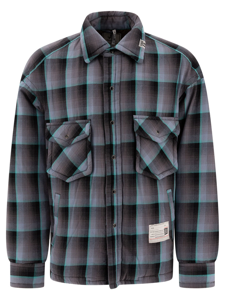 Padded Check Overshirt Jackets Grey