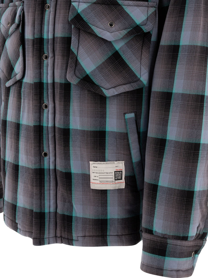 Padded Check Overshirt Jackets Grey