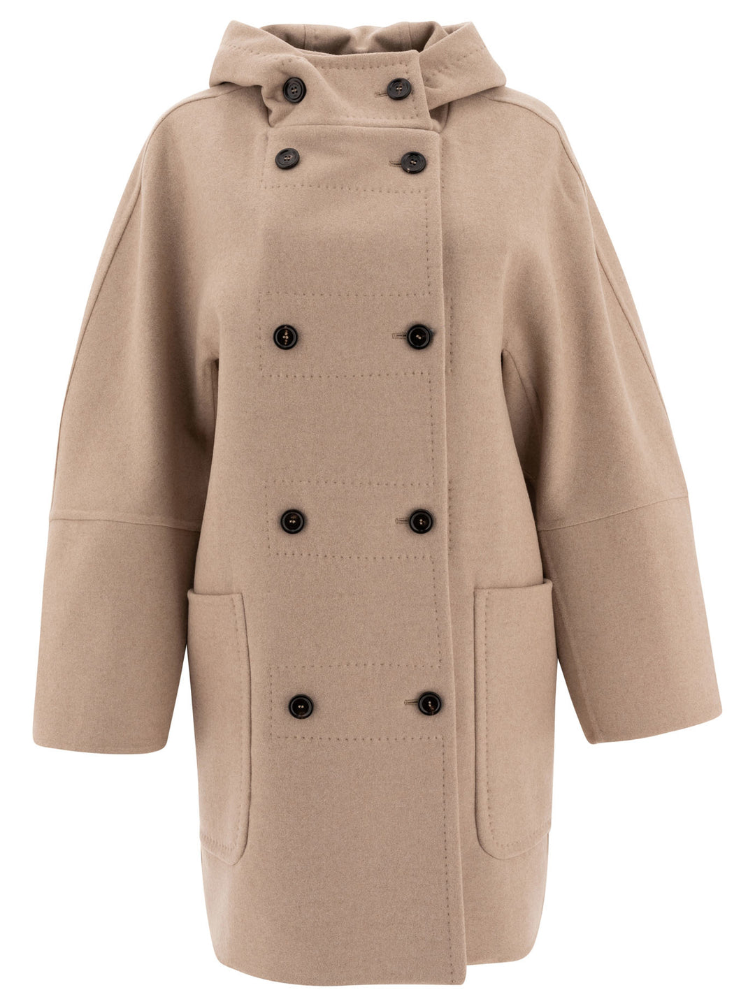 Double-Breasted Coat In Wool And Cashmere Coats Beige