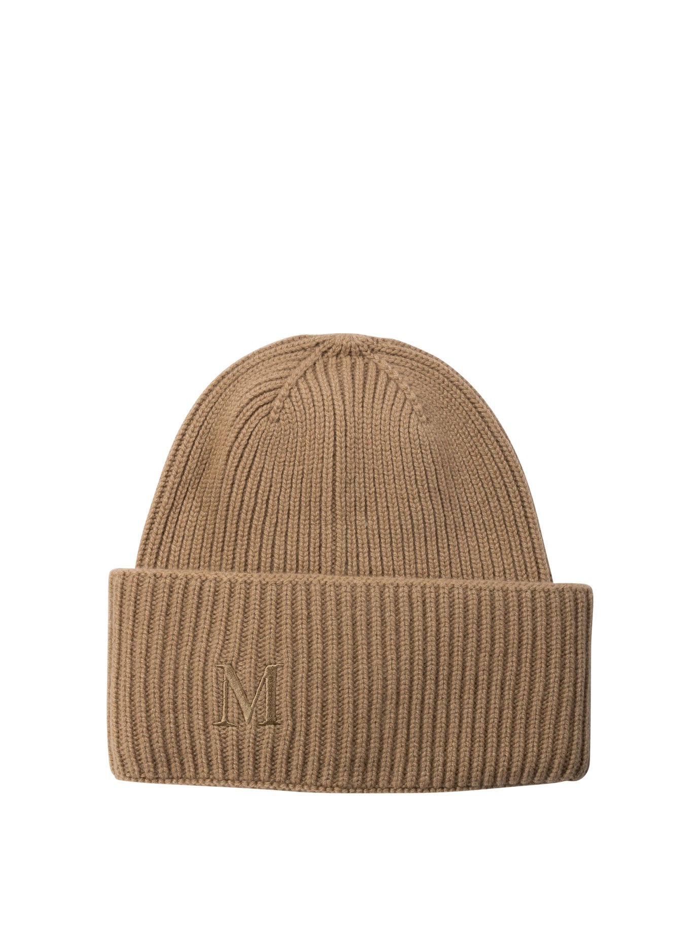 Ribbed Cashmere Beanie Hats Brown