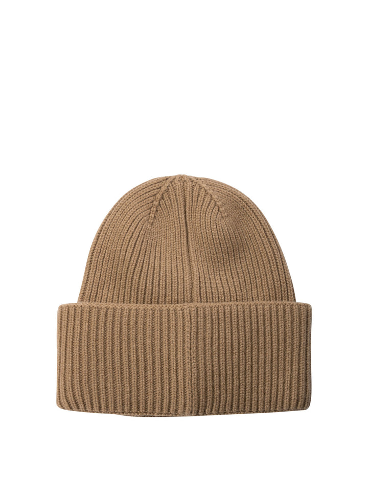 Ribbed Cashmere Beanie Hats Brown