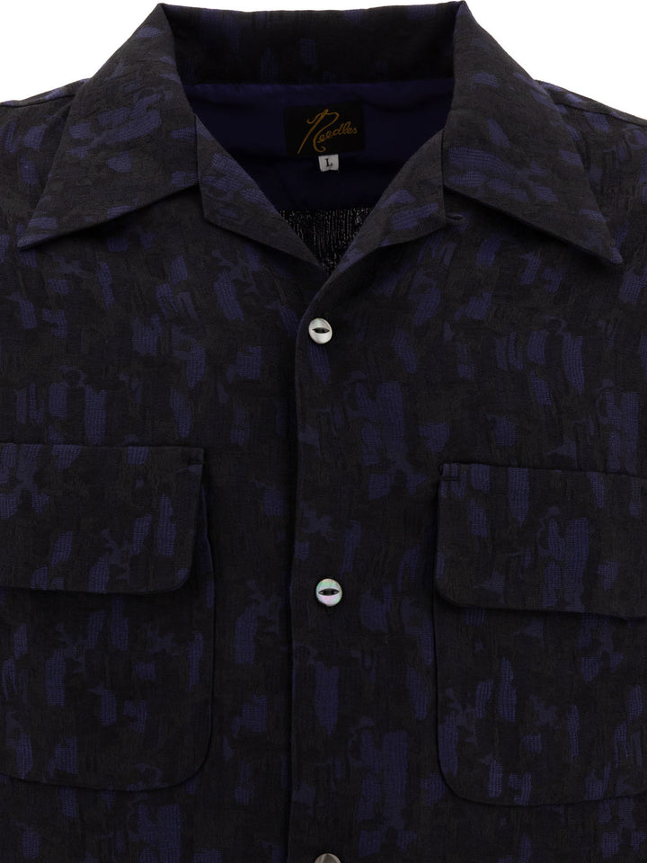 Abstract Jacquard Shirts Blue