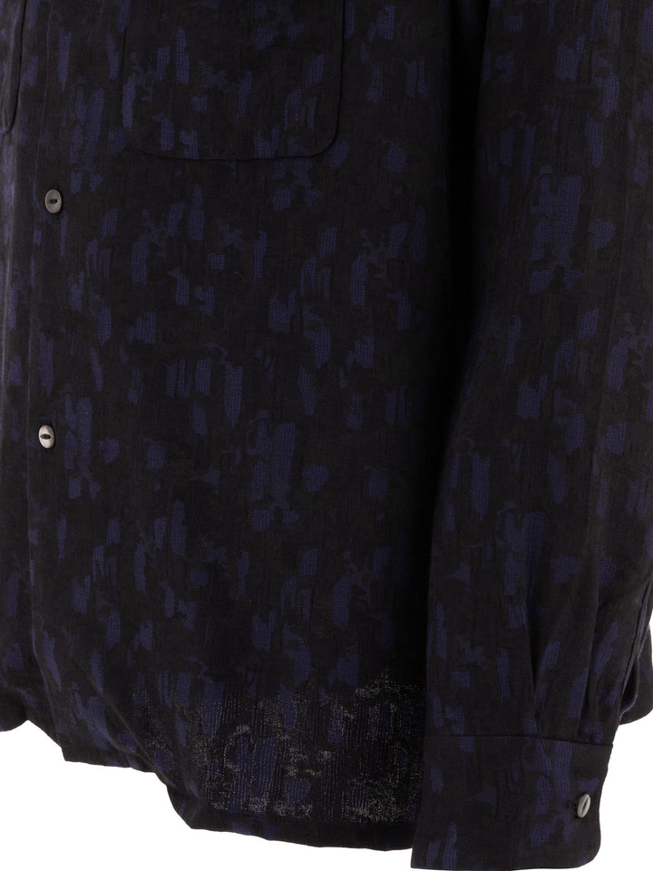 Abstract Jacquard Shirts Blue