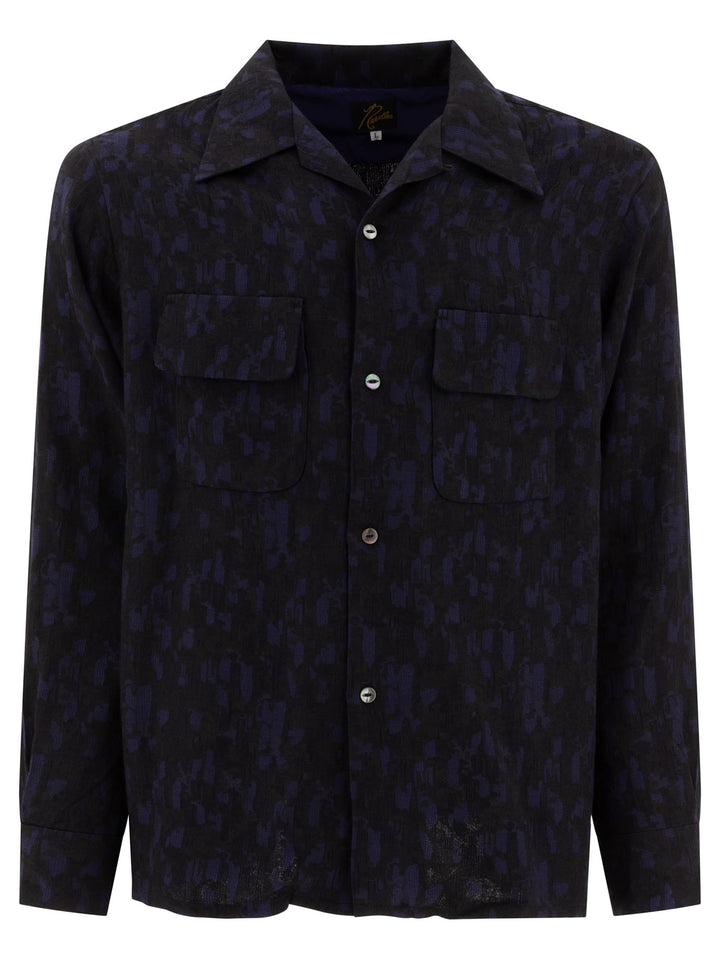 Abstract Jacquard Shirts Blue