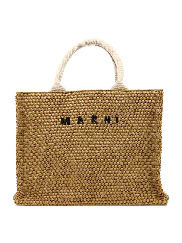 Raffia-Effect Small Tote Bag Handbags Beige