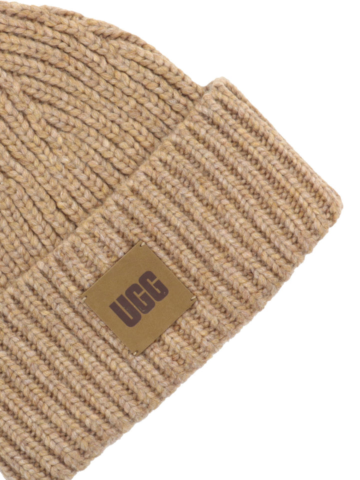 Ribbed Beanie Hats Beige