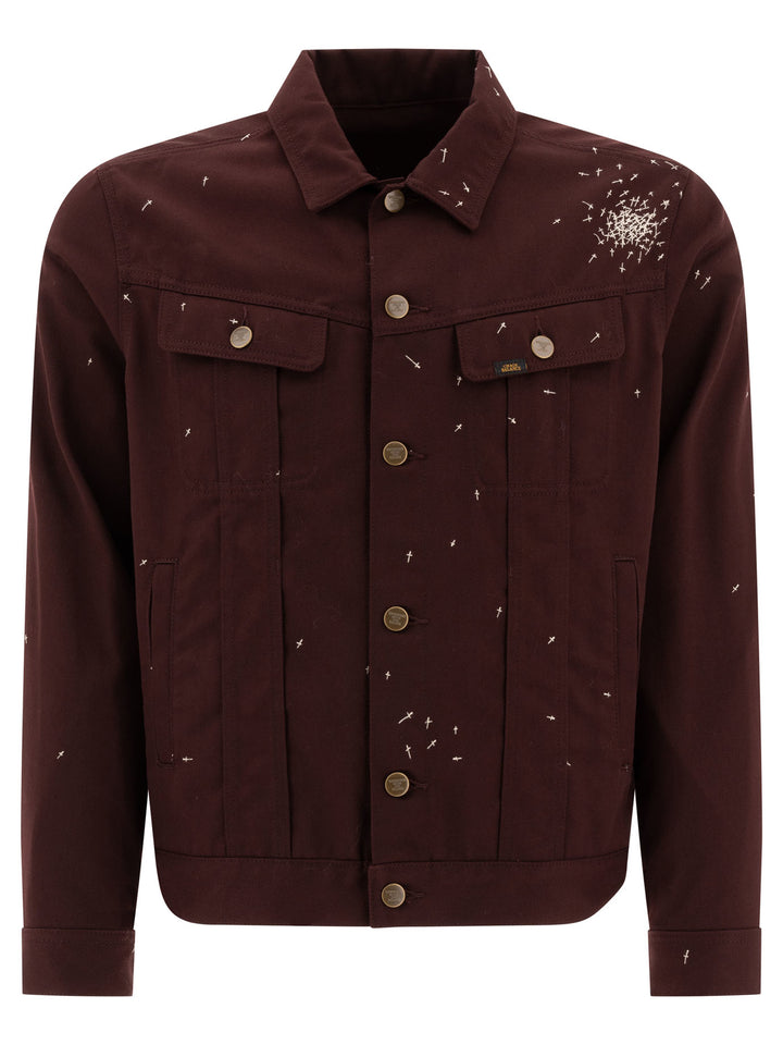 Embroidered Trucker Jacket Jackets Bordeaux