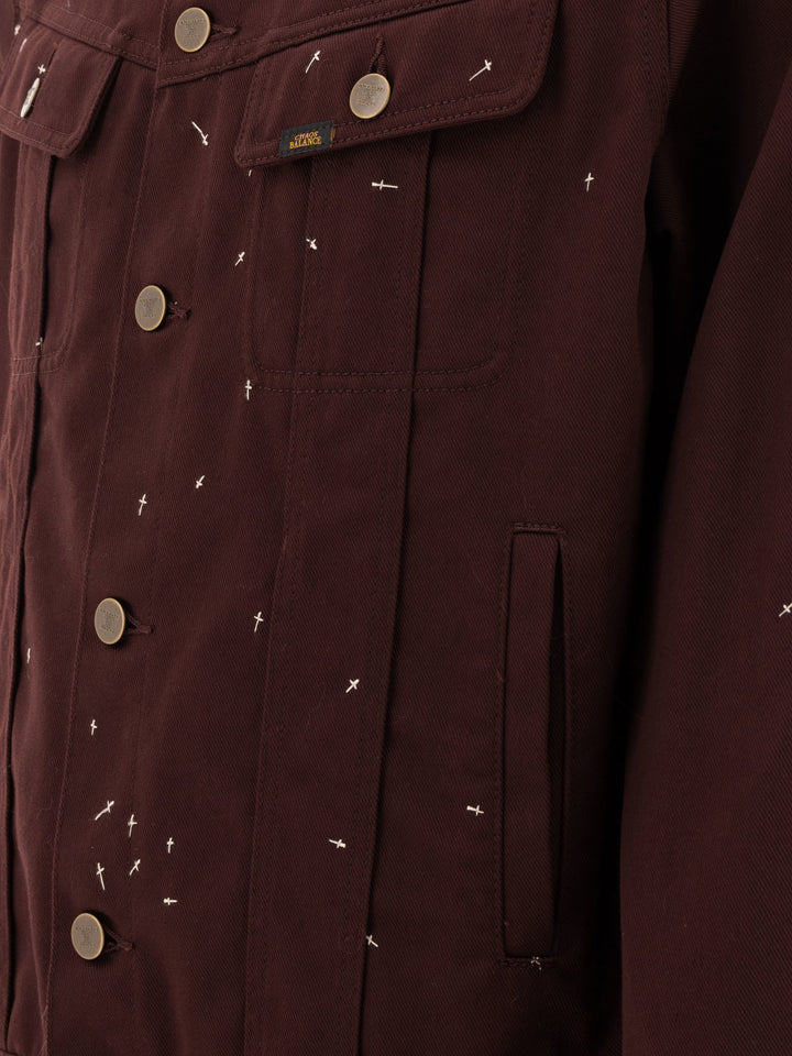 Embroidered Trucker Jacket Jackets Bordeaux