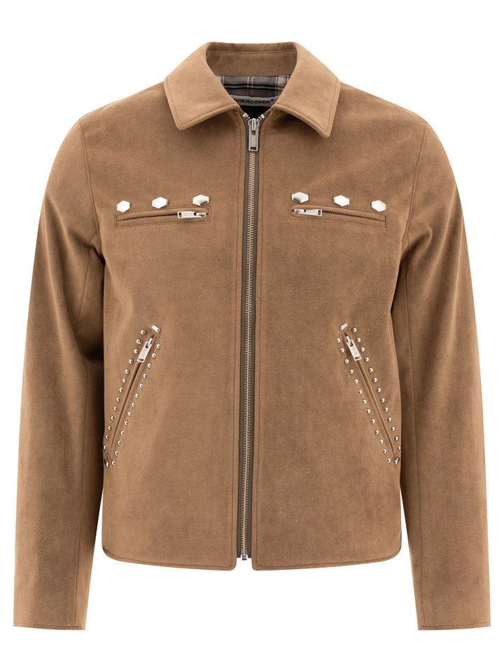 Faux Leather Jacket With Studs Jackets Brown