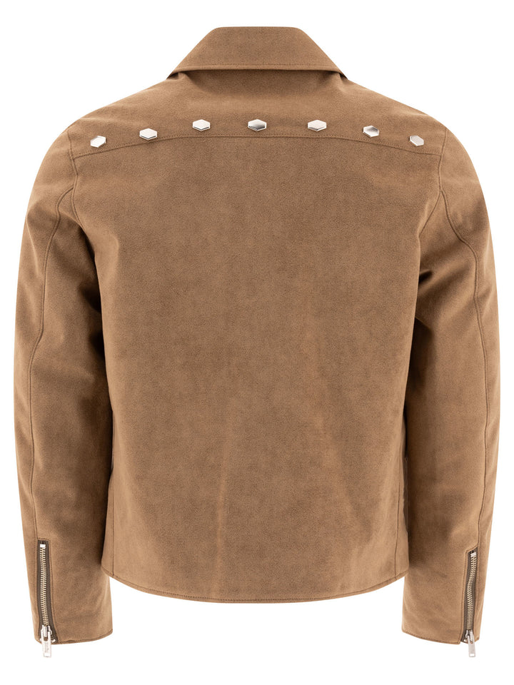 Faux Leather Jacket With Studs Jackets Brown