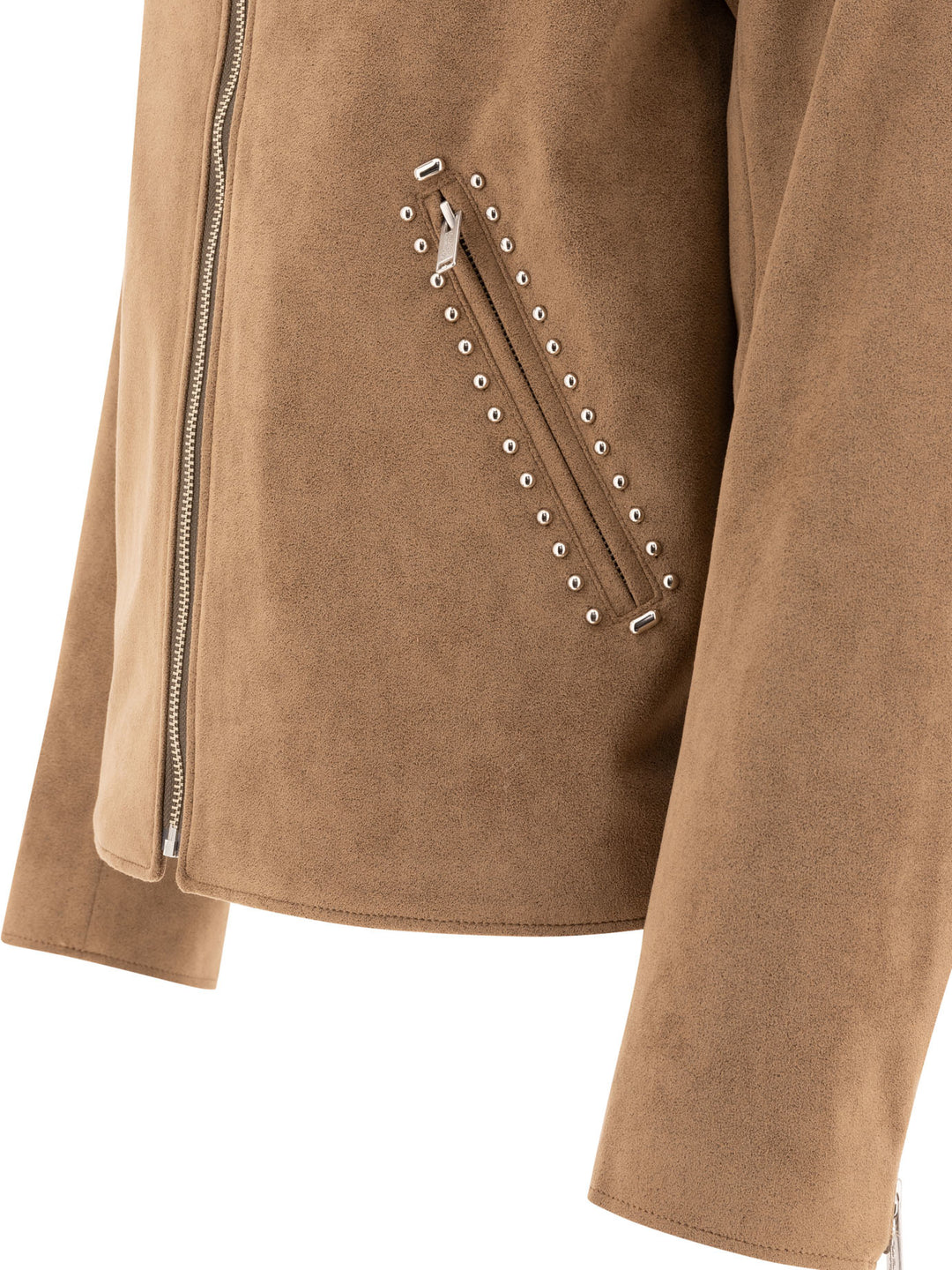 Faux Leather Jacket With Studs Jackets Brown