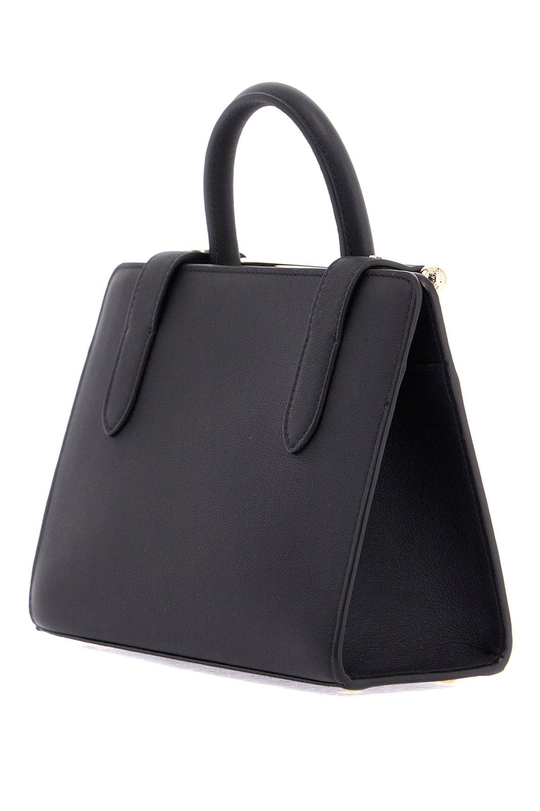 Mini Tote Structured In Black Leather With Gold Details