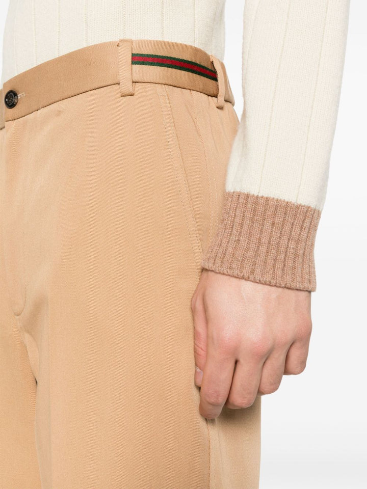 Pantaloni In Cotone Con Dettaglio Web Trousers Beige