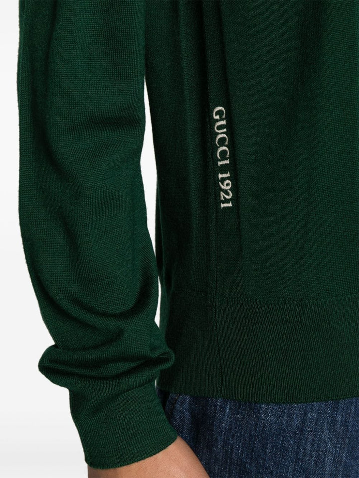 Maglione Con Logo Ricamato Sul Fianco Knitwear Green