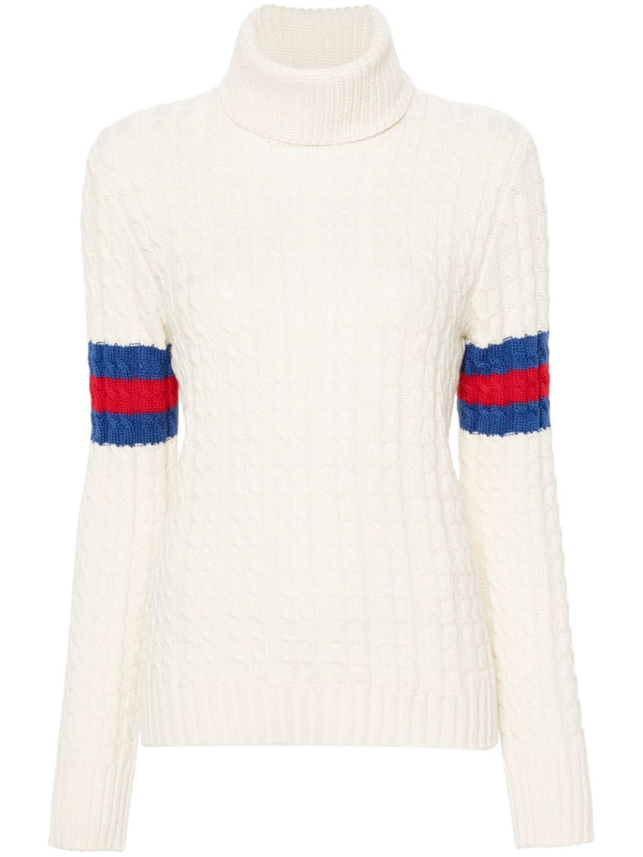 Maglione Lavorato A Maglia A Trecce Knitwear White