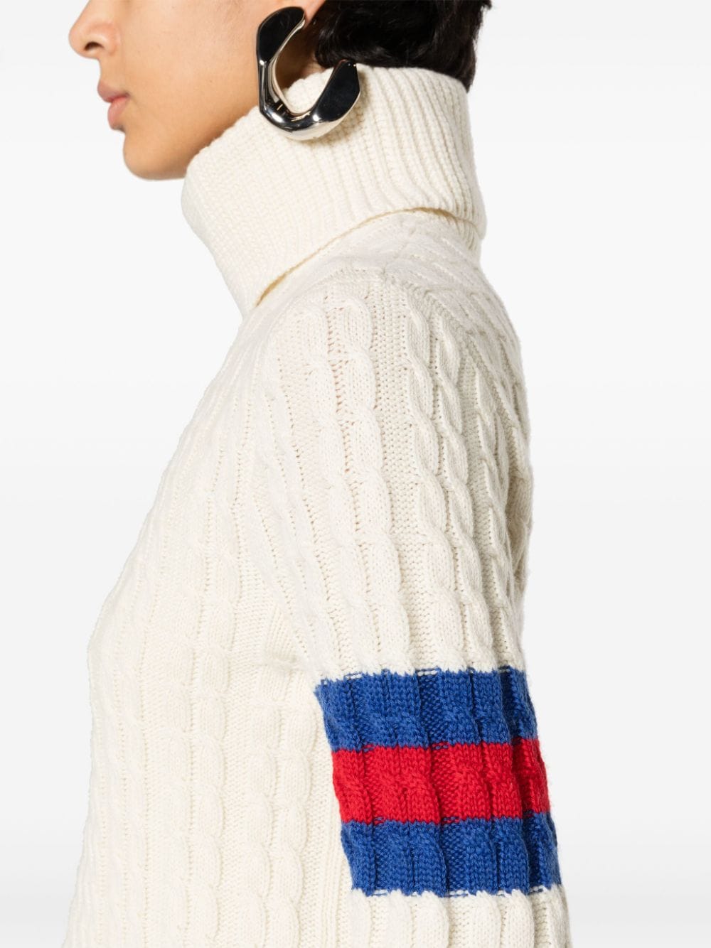 Maglione Lavorato A Maglia A Trecce Knitwear White