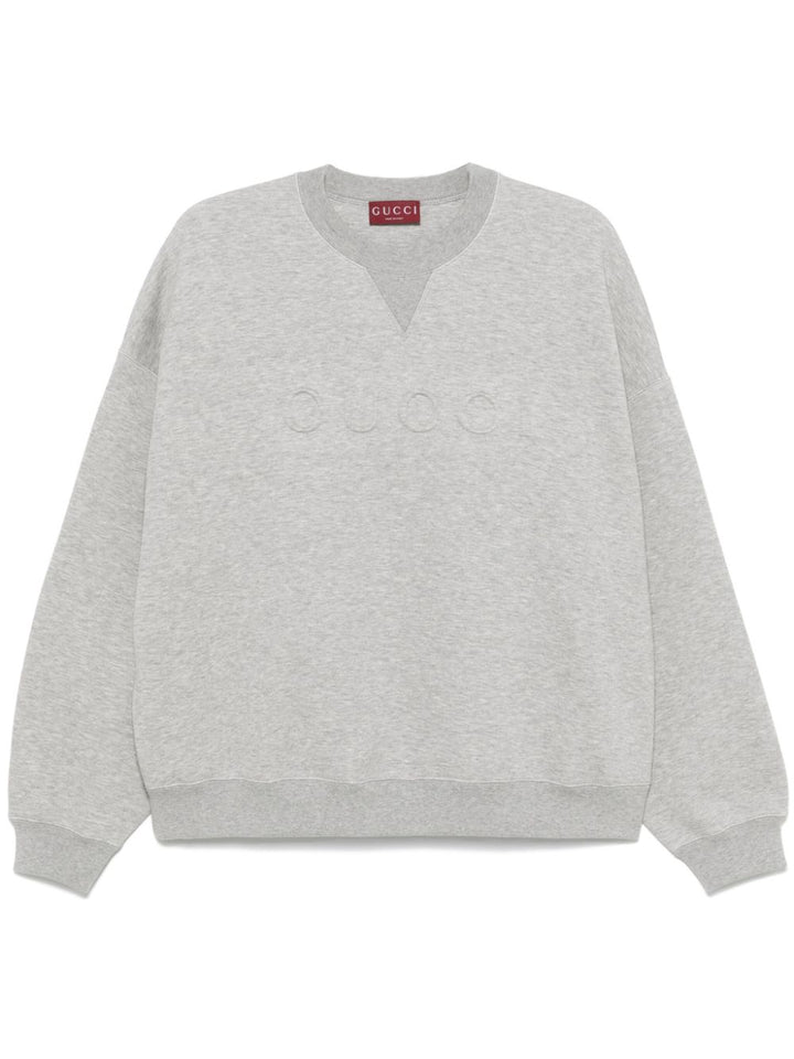 Felpa In Jersey Di Cotone Con Logo In Rilievo Sweatshirts Grey