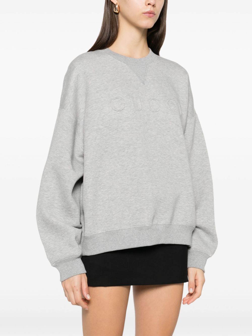 Felpa In Jersey Di Cotone Con Logo In Rilievo Sweatshirts Grey