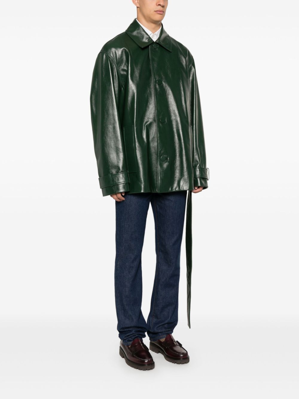 Trench In Pelle Lucida Coats Green