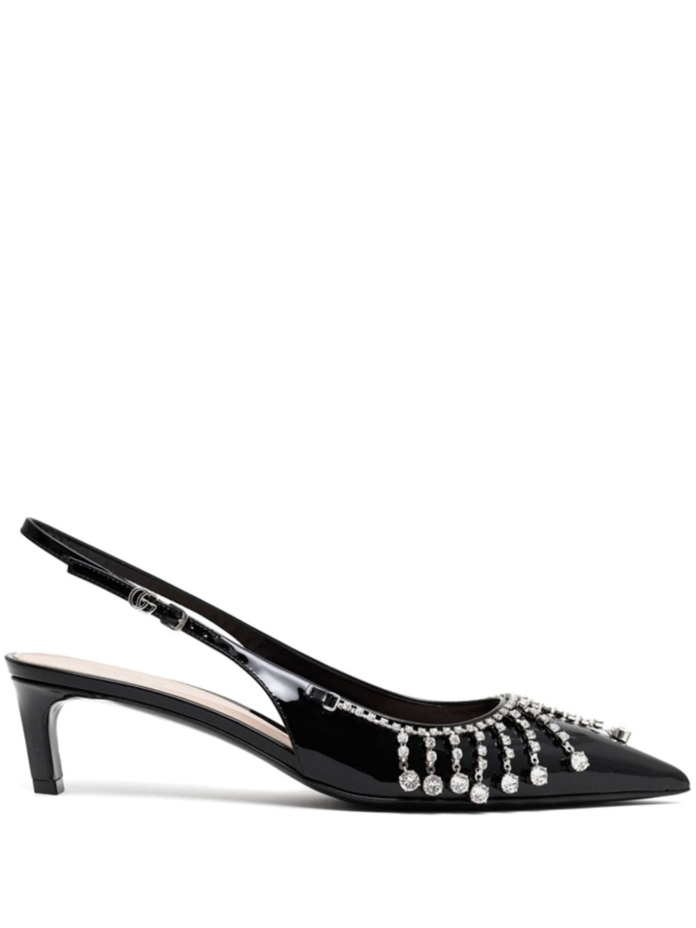 DéColleté Con Catena Di Cristalli Heeled Shoes Black