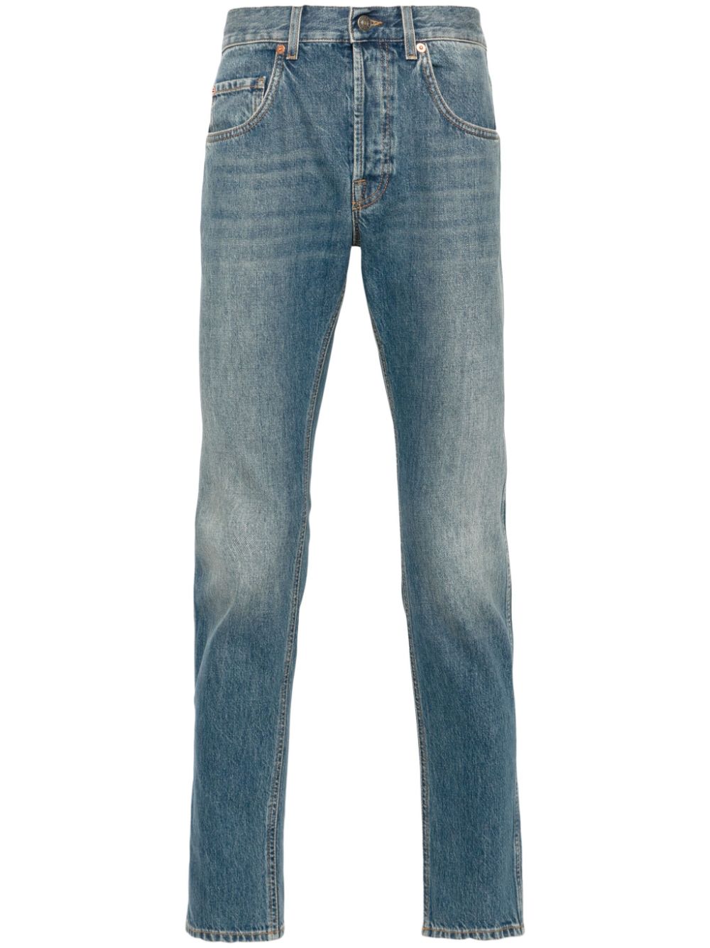 Affusolati Con Logo Horsebit Jeans Blue