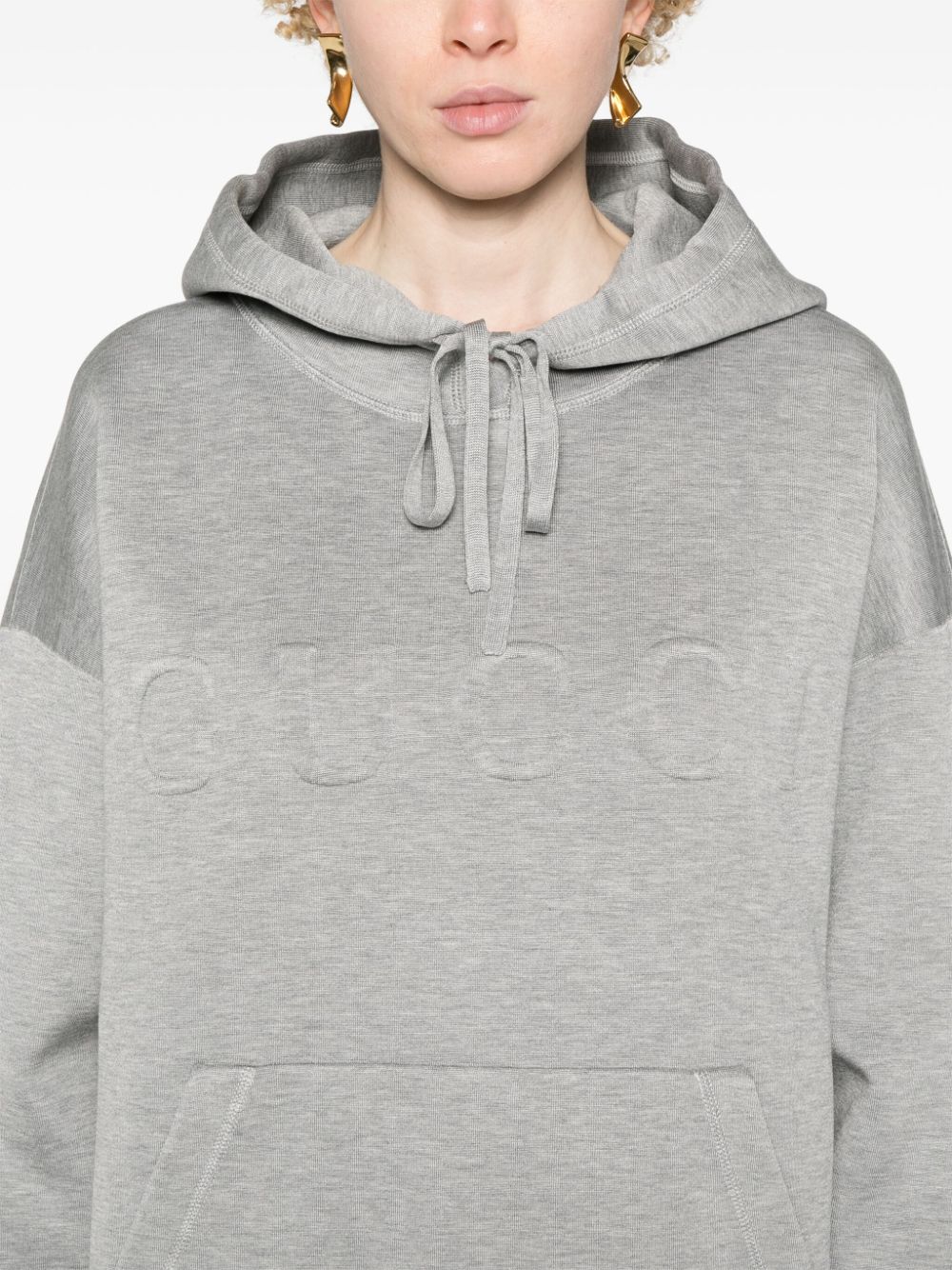 Felpa Con Cappuccio Effetto MéLange Con Logo In Rilievo Sweatshirts Grey