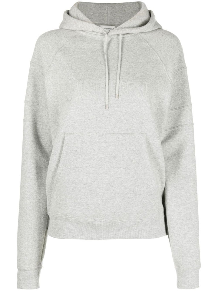 Felpa In Cotone Con Logo Ricamato Sweatshirts Grey