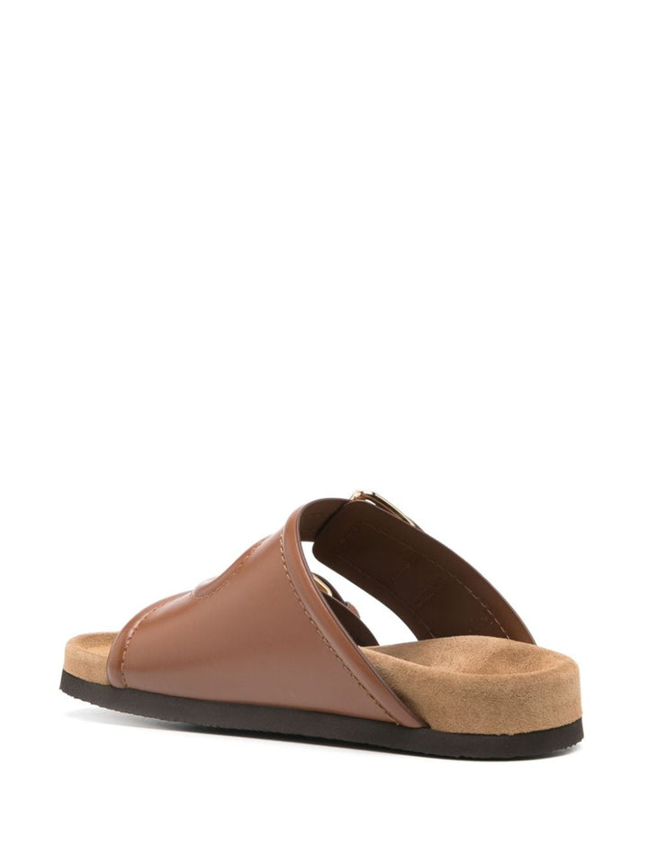 Sandali In Pelle Con Logo Vlogo Sandals Brown