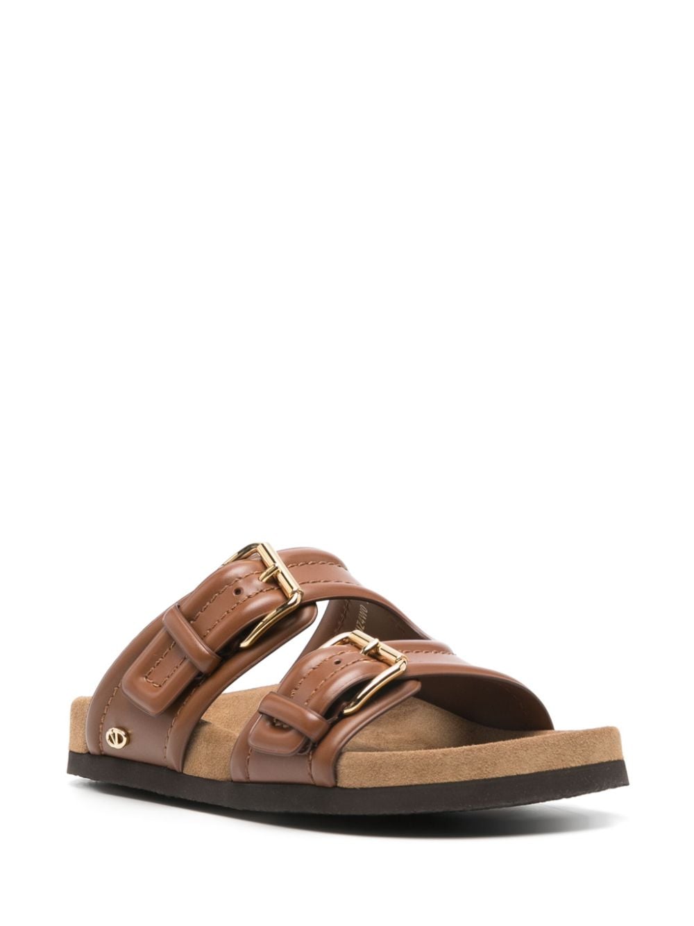 Sandali In Pelle Con Logo Vlogo Sandals Brown