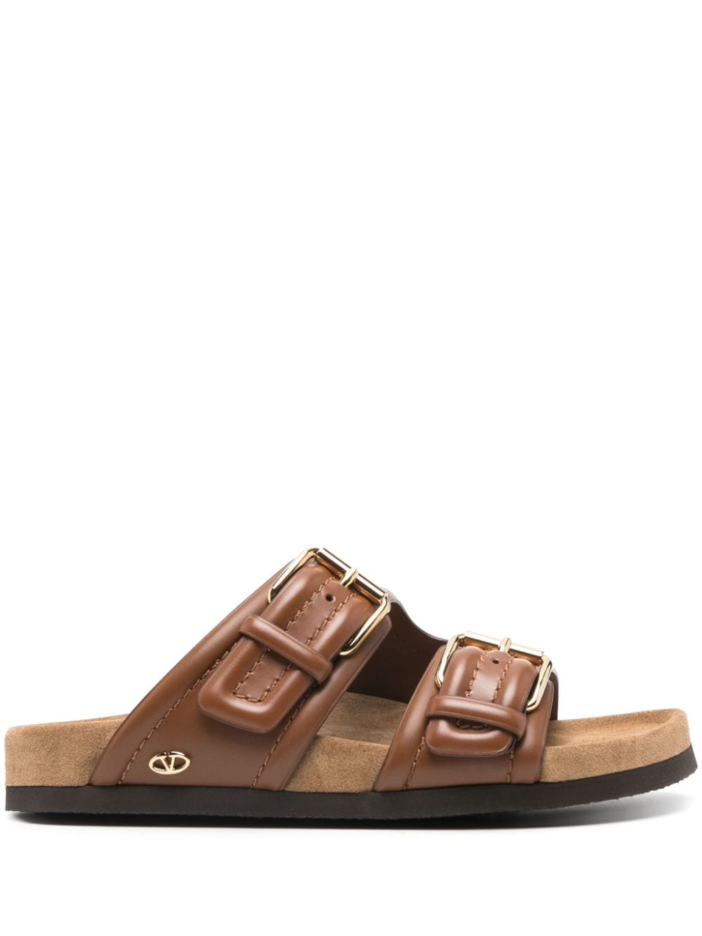 Sandali In Pelle Con Logo Vlogo Sandals Brown