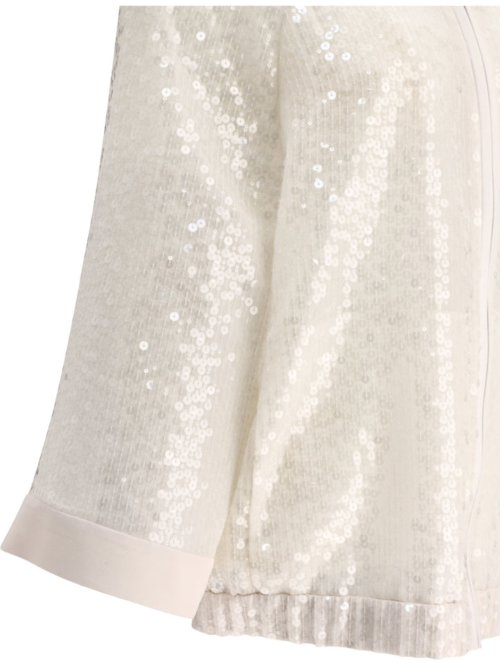 Giacca In Paillettes Con Cappuccio Sweatshirts White