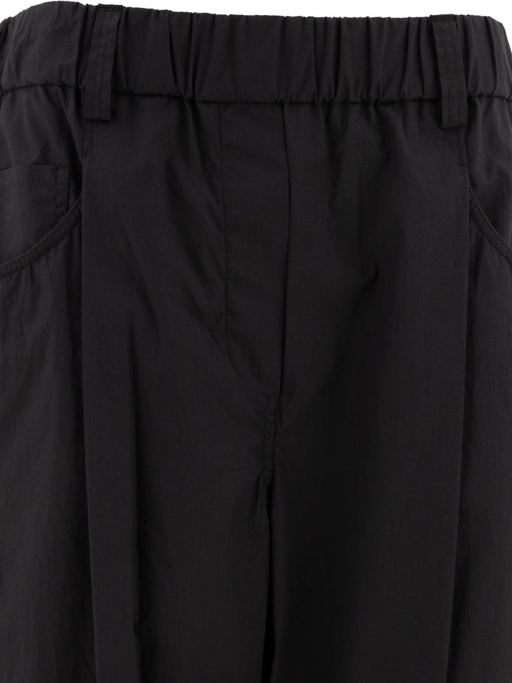 Pantaloni Cropped Con Vita Elasticizzata Trousers Black