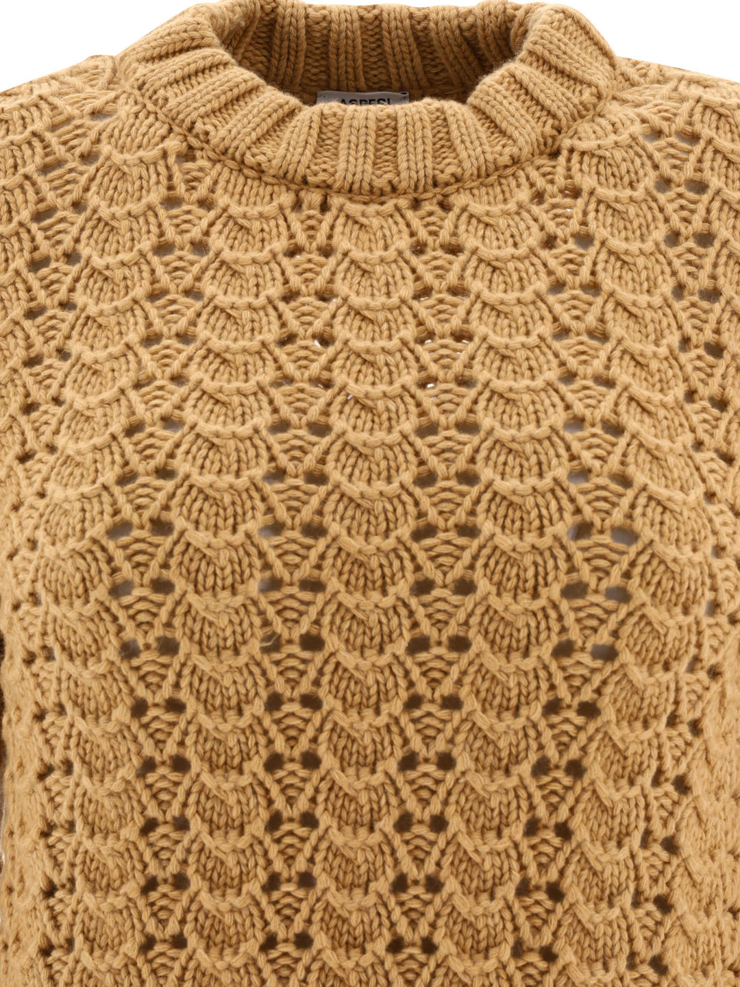 Maglione Girocollo In Maglia Pointelle Knitwear Brown