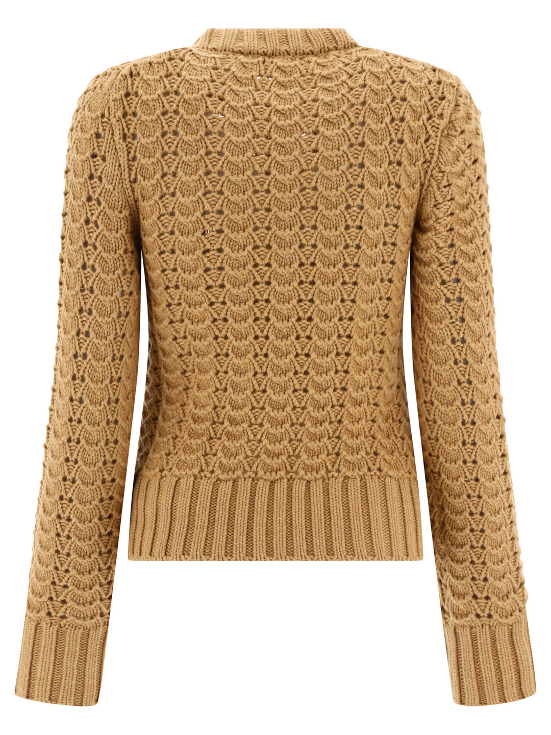 Maglione Girocollo In Maglia Pointelle Knitwear Brown