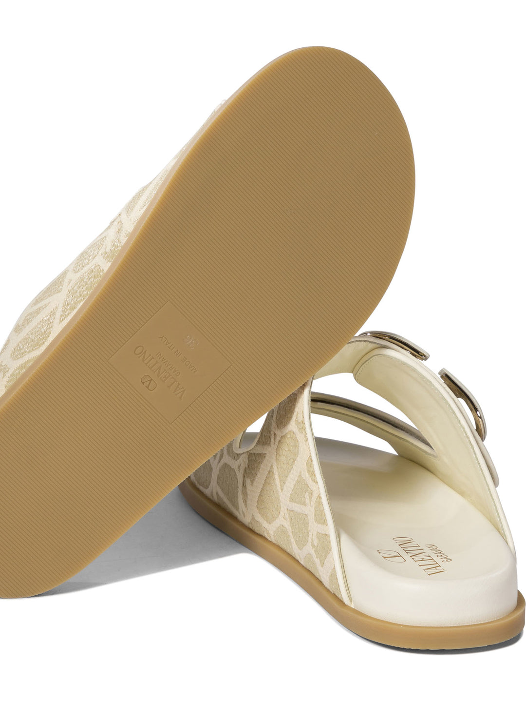 Sandalo Flat In Rafia Sintetica A Motivo Toile Iconographe Sandals Beige