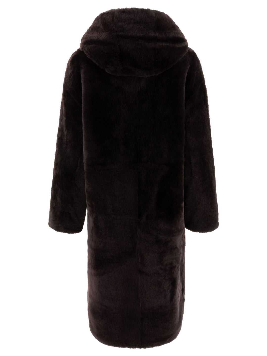 Cappotto In Shearling Con Cappuccio Coats Brown