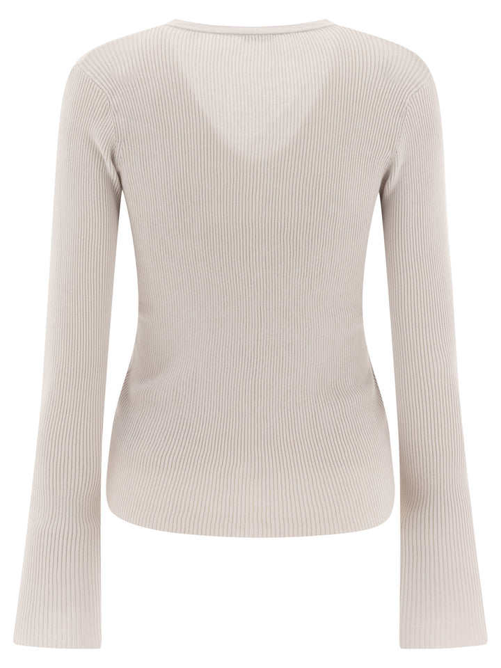 Cardigan In Cotone Con Scollo A V Knitwear White