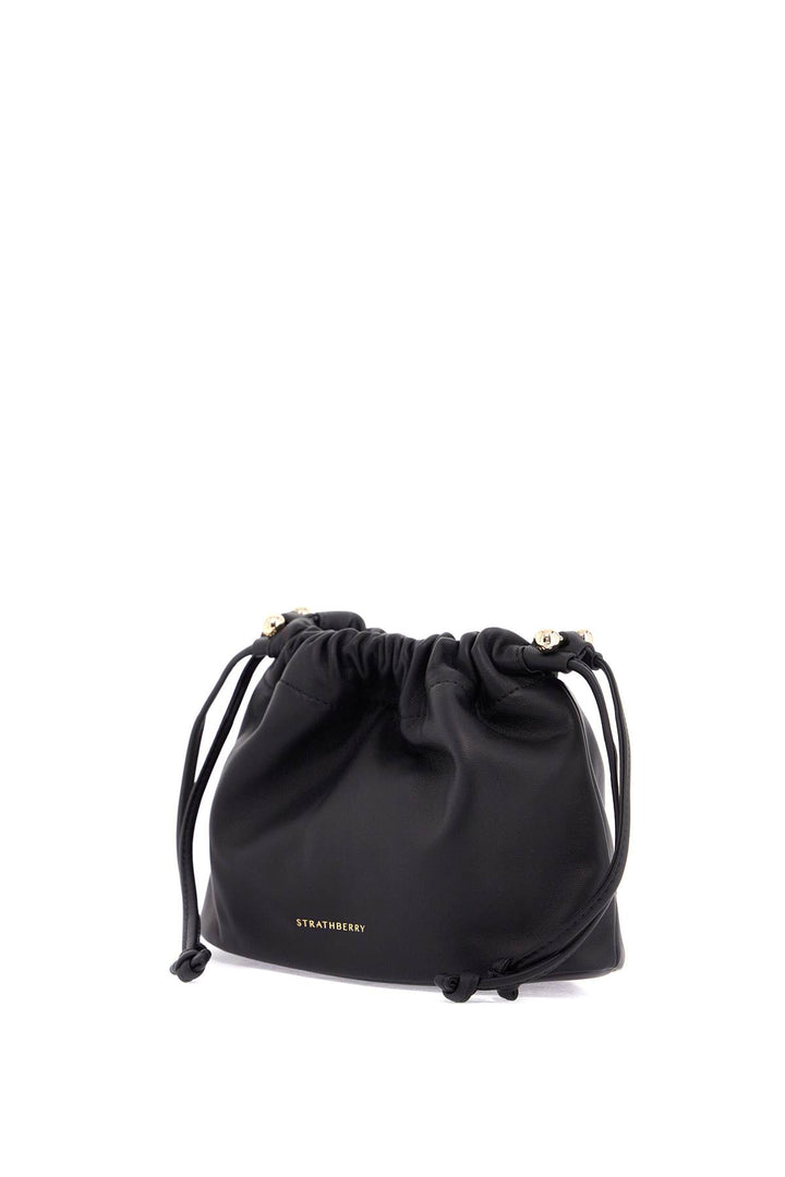 Black Lambskin Bucket Bag With Drawstring