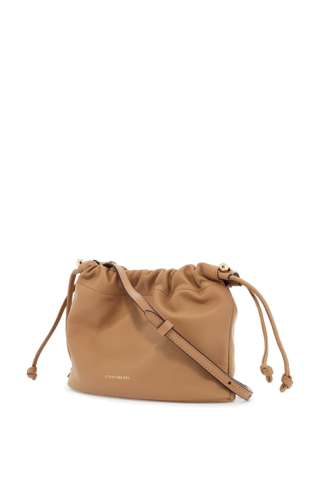 Charlotte Bucket Bag In Caramel Nappa With Drawstring And Shoulder Strap