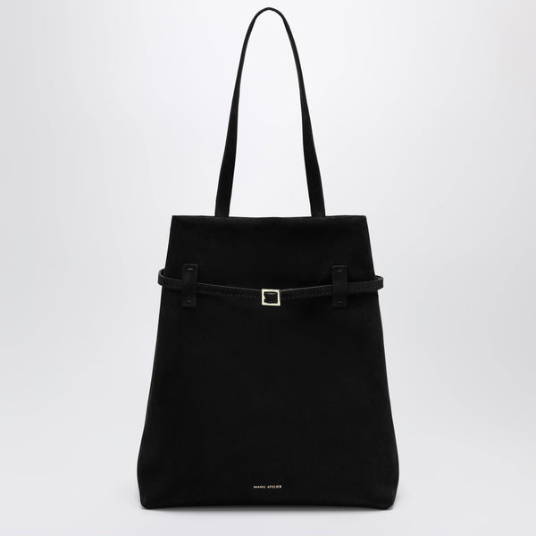 Tote Du Jour Bag In Black Suede
